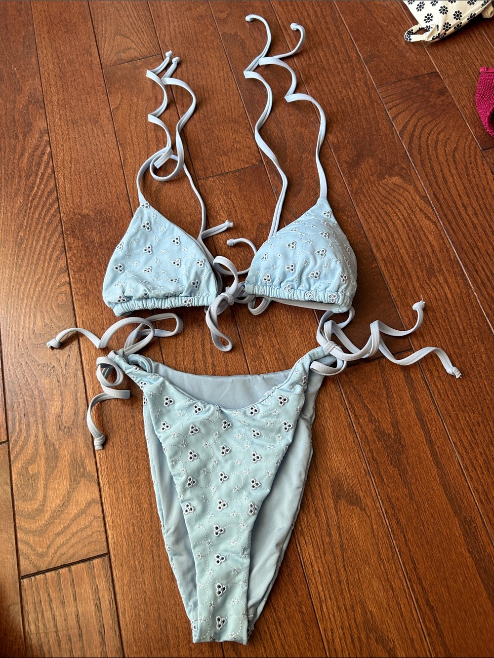 Ladies size small light blue eyelet bikini